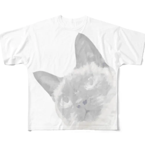 シャム猫風ねこのうみもんわり フルグラフィックTシャツ