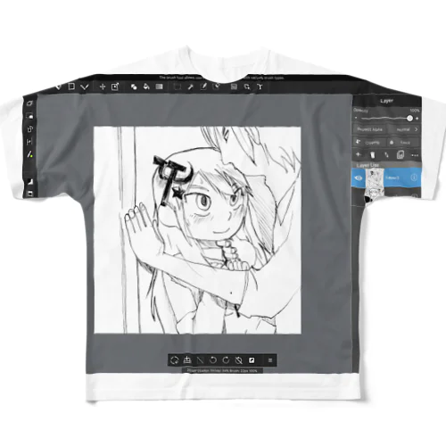 壁ドン フルグラフィックTシャツ