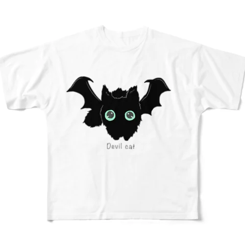 悪魔みたいな猫 All-Over Print T-Shirt