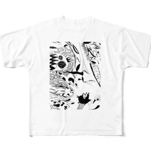 kurukuri White フルグラフィックTシャツ