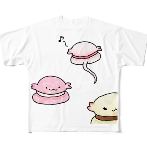 増殖！ウーパーマカロン フルグラフィックTシャツ