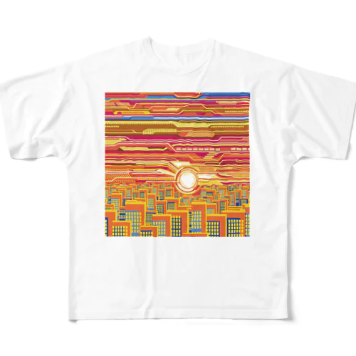 暗号化された夕日 フルグラフィックTシャツ