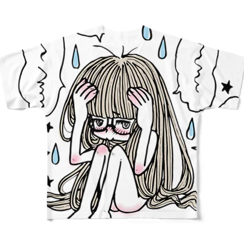 恥ずかしくて頭を抱える・ちゃん All-Over Print T-Shirt