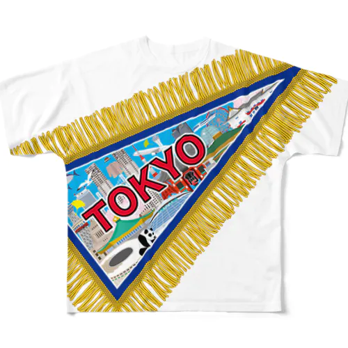 TOKYO土産風のペナント All-Over Print T-Shirt