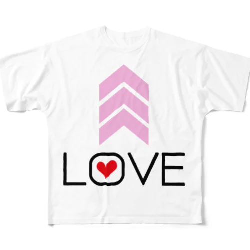 LOVE UP フルグラフィックTシャツ