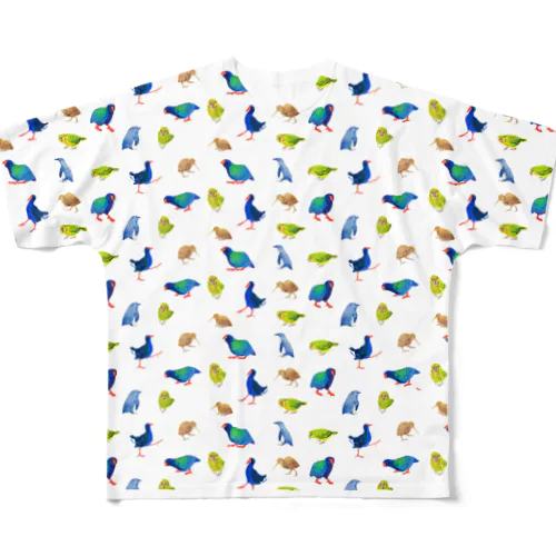 ニュージーランドのトリ（散らし柄） All-Over Print T-Shirt