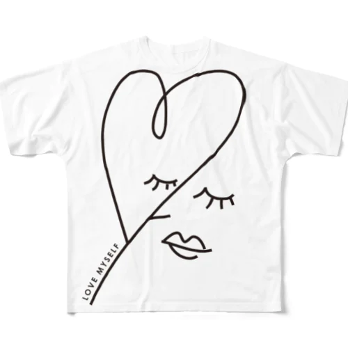 LOVE MYSELF [ブラック] フルグラフィックTシャツ