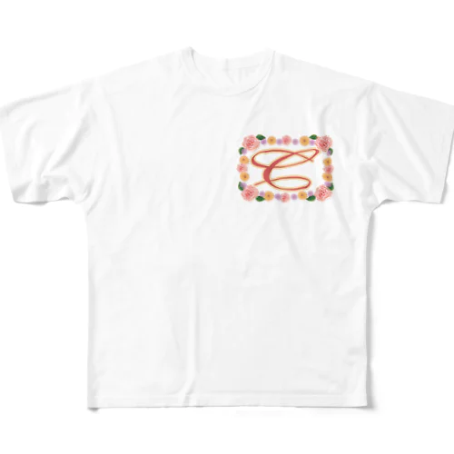 フラワー イニシャル C  ”ち”で始まる名前 All-Over Print T-Shirt