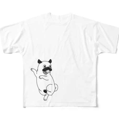 Surprised Pug  フルグラフィックTシャツ