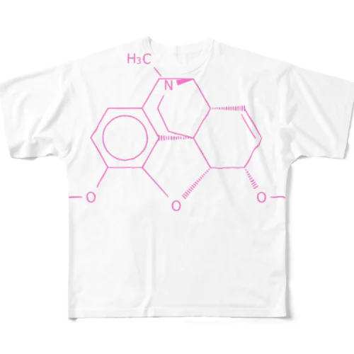 ヘロインの分子構造 フルグラフィックTシャツ