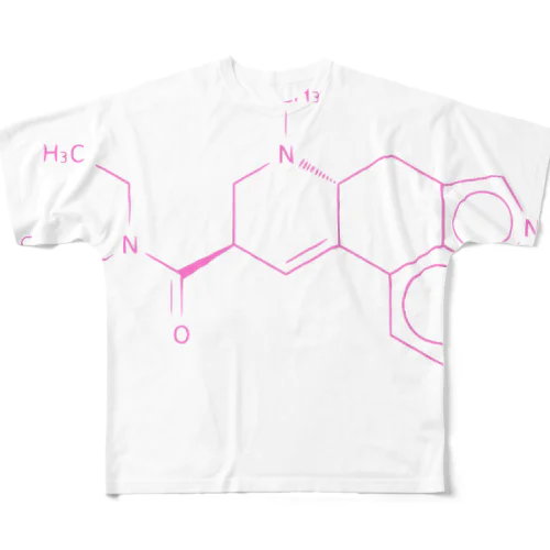 LSDの分子構造 フルグラフィックTシャツ