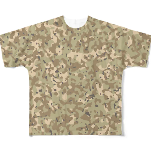 Camo DesertCamp 砂漠用迷彩 サバゲー装備 フルグラフィックTシャツ