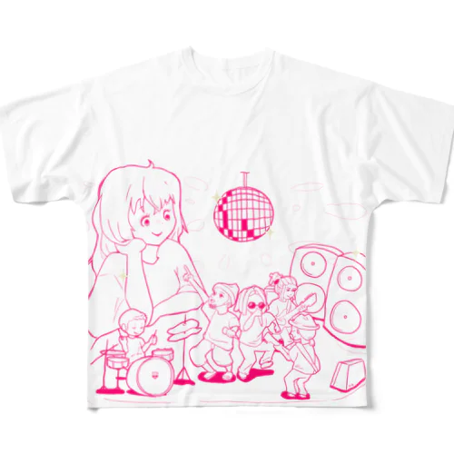 揺れれるならキミの頭の中(ピンク) フルグラフィックTシャツ