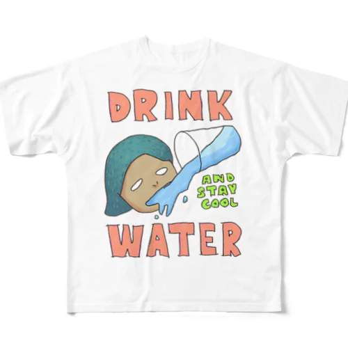 水飲んでクール フルグラフィックTシャツ