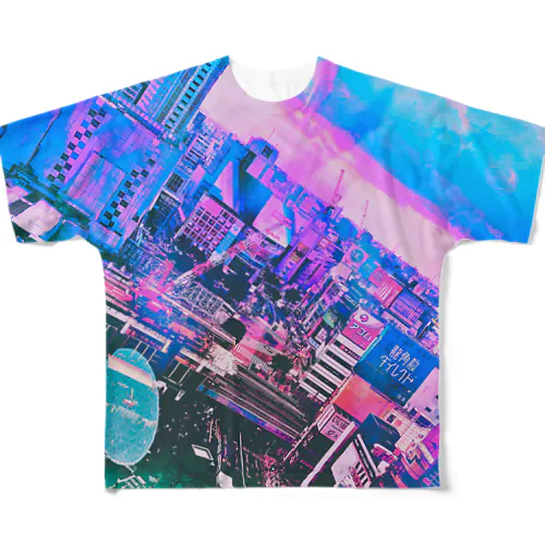 Cyber Neon Tokyo All-Over Print T-Shirt