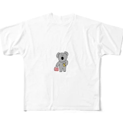 お買い物メモを見返すこあらくん フルグラフィックTシャツ