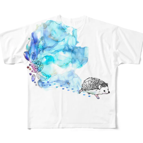 インクの足跡/ハリネズミ All-Over Print T-Shirt