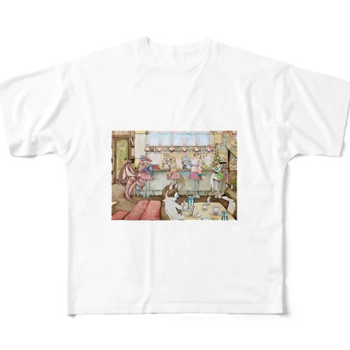 喫茶いこい(カラーバージョン) フルグラフィックTシャツ