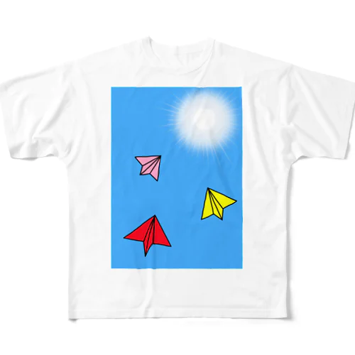 太陽へ翔べ、紙飛行機！ フルグラフィックTシャツ