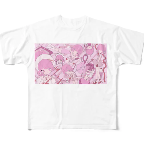 てん ぴんく フルグラフィックTシャツ