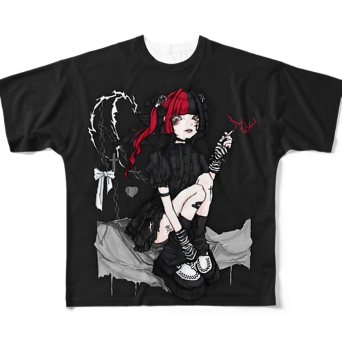 ✟ 聖惡ちゃん生誕Tシャツ2022 ✟（BLACK） All-Over Print T-Shirt