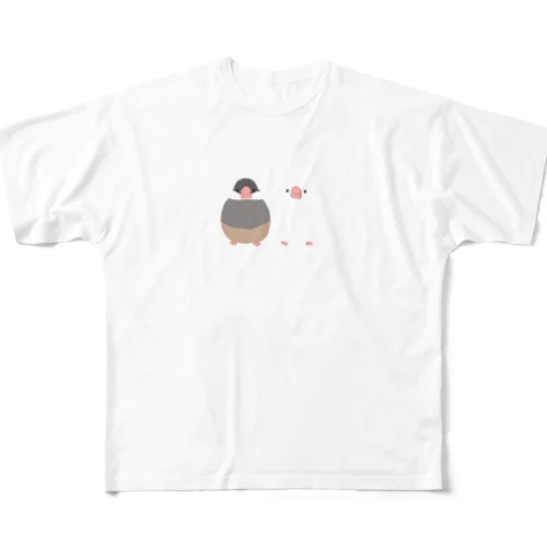 仲良し文鳥さんシリーズ All-Over Print T-Shirt