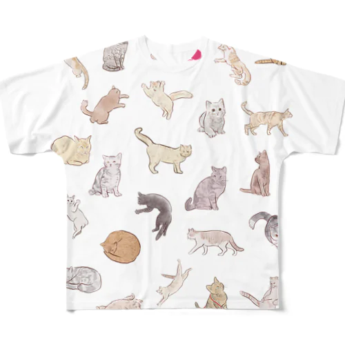 猫イラスト集合（縦） フルグラフィックTシャツ