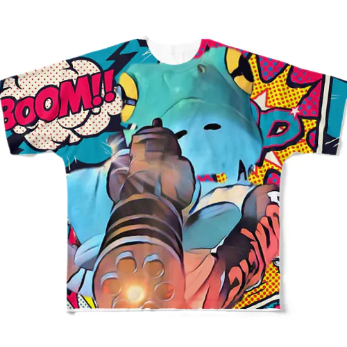 吉カエル　アメコミヒーロー All-Over Print T-Shirt