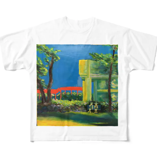 青と橙 All-Over Print T-Shirt