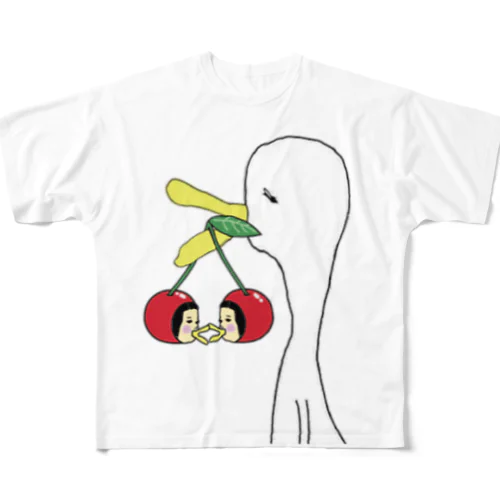 くちばしにチェリー フルグラフィックTシャツ