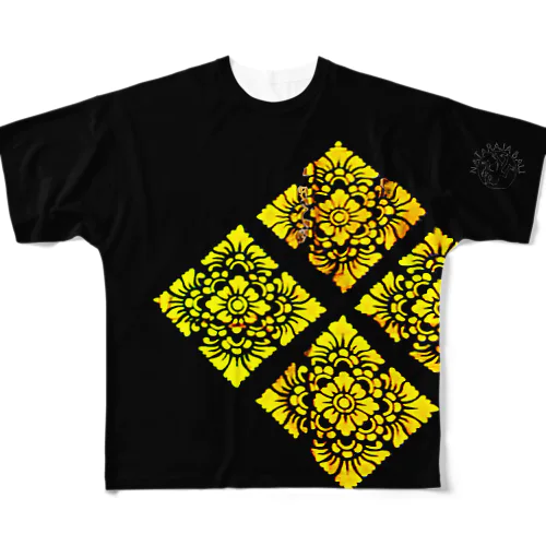 バリ菱ｘ４でか黒　金風 All-Over Print T-Shirt