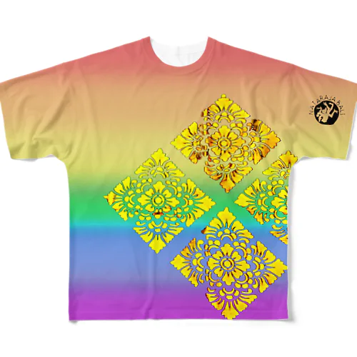 バリ菱x4でか虹 All-Over Print T-Shirt