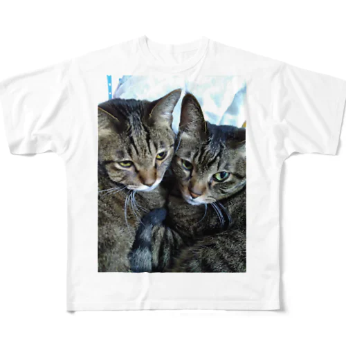 キジトラ猫の仲良し姉妹 All-Over Print T-Shirt