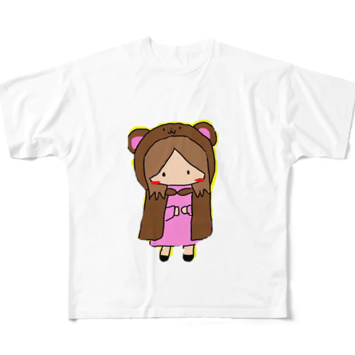 クマをきた女の子 All-Over Print T-Shirt