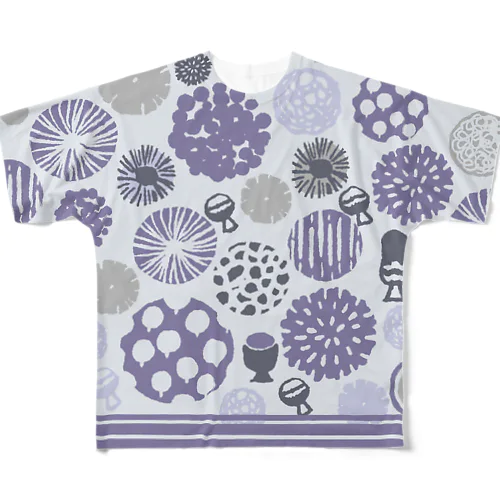 変形菌×北欧柄_紫 All-Over Print T-Shirt