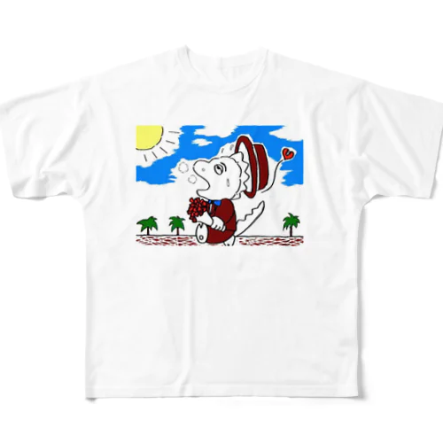 走れ恐竜君 All-Over Print T-Shirt