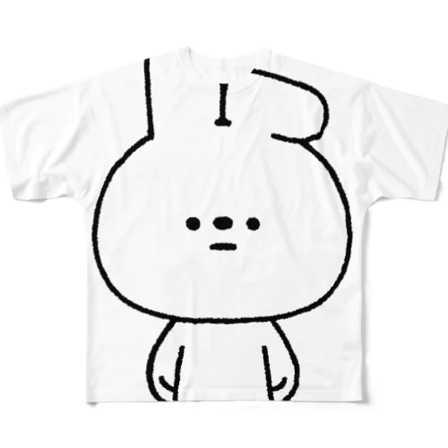 量産うさぎ みみおれ フルグラフィックTシャツ