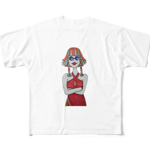 Colorful Hair Woman No.3 All-Over Print T-Shirt