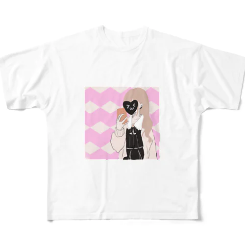 顔隠し自撮りちゃん All-Over Print T-Shirt