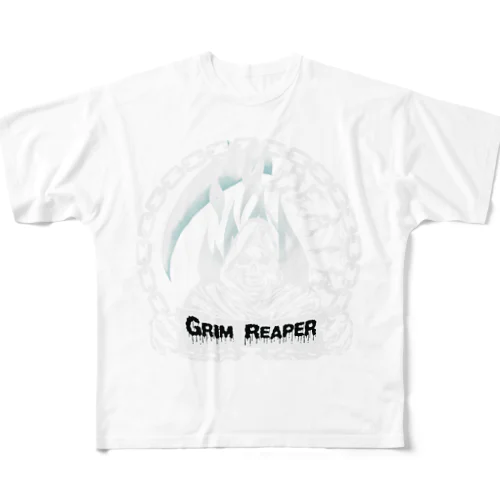 GRIM REAPER WHT フルグラフィックTシャツ