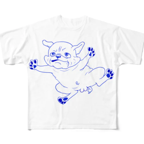 空飛ぶパグ All-Over Print T-Shirt