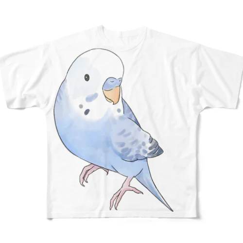 おしゃま美人セキセイインコちゃん【まめるりはことり】 フルグラフィックTシャツ