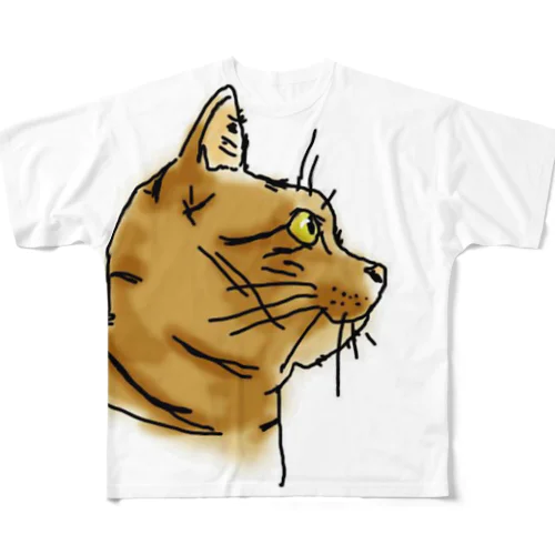 猫よこ顔 フルグラフィックTシャツ