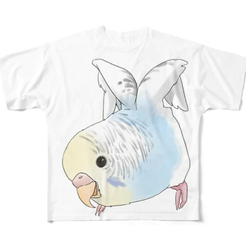 ご機嫌羽セキセイインコちゃん【まめるりはことり】 All-Over Print T-Shirt