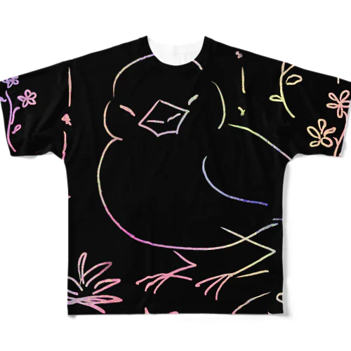 文鳥スクラッチ All-Over Print T-Shirt