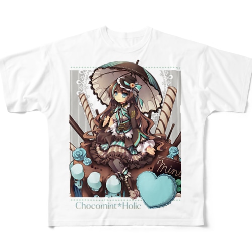 Chocomint*Holic-淡色ボディ向き版（文字濃色） All-Over Print T-Shirt