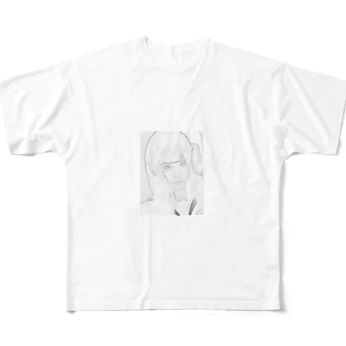 女子高生ホワイト フルグラフィックTシャツ