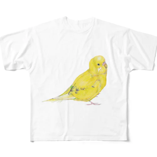 [森図鑑]セキセイインコ黄色 All-Over Print T-Shirt