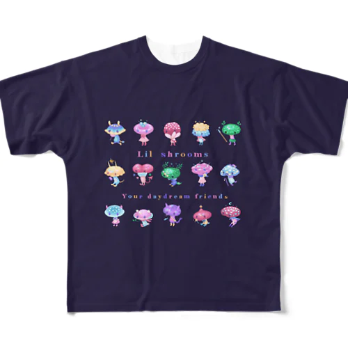 Lil shrooms フルグラフィックTシャツ