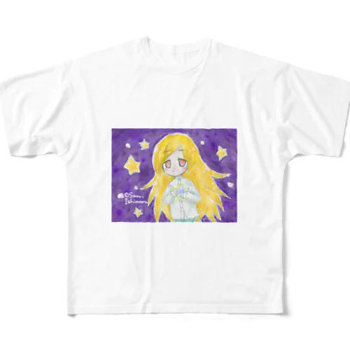 水色の星と少女 フルグラフィックTシャツ